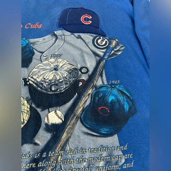 VTG 90s Chicago Cubs Single Stitch T-Shirt Pennant World Series MLB Mens Medium - Picture 5 of 11